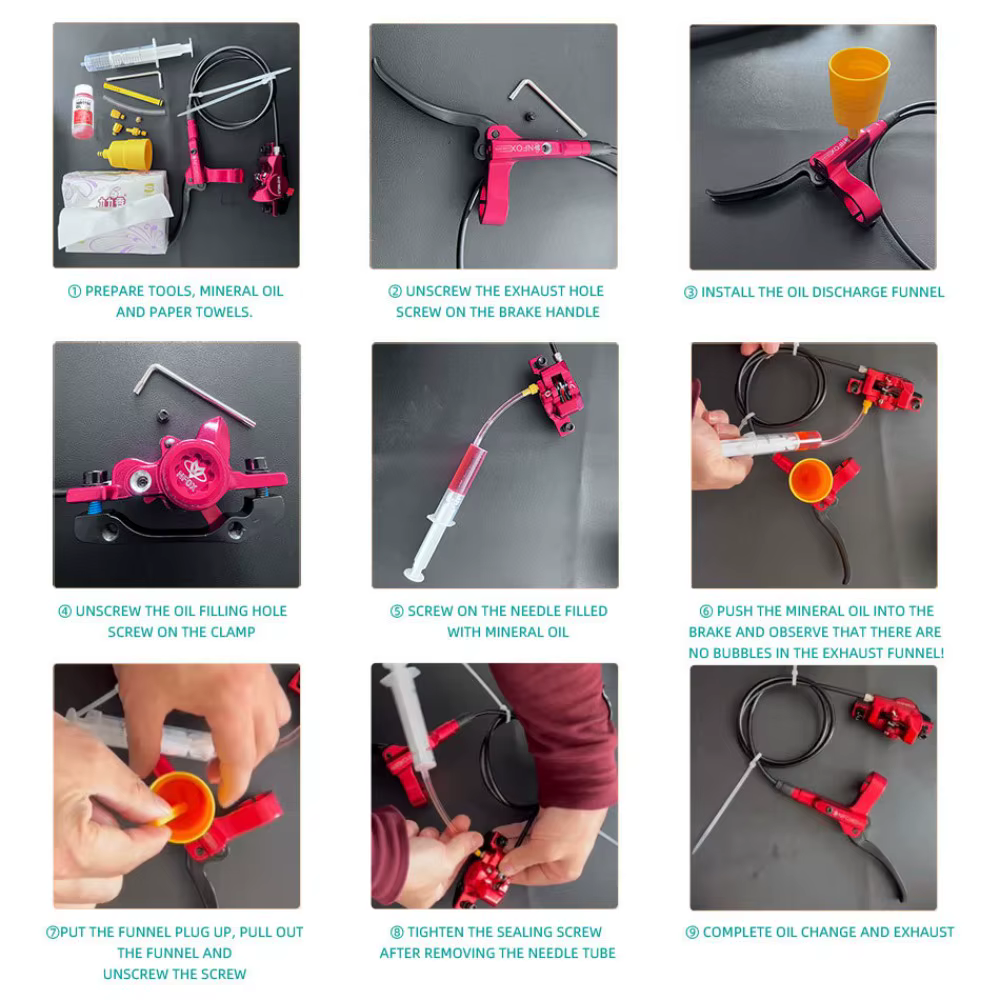 Systèmes de freinage hydrauliques Kit d'outils de purge hydraulique 9/11 pièces outil de huilage de frein de vélo outils de huilage frein de vélo vtt frein de vélo