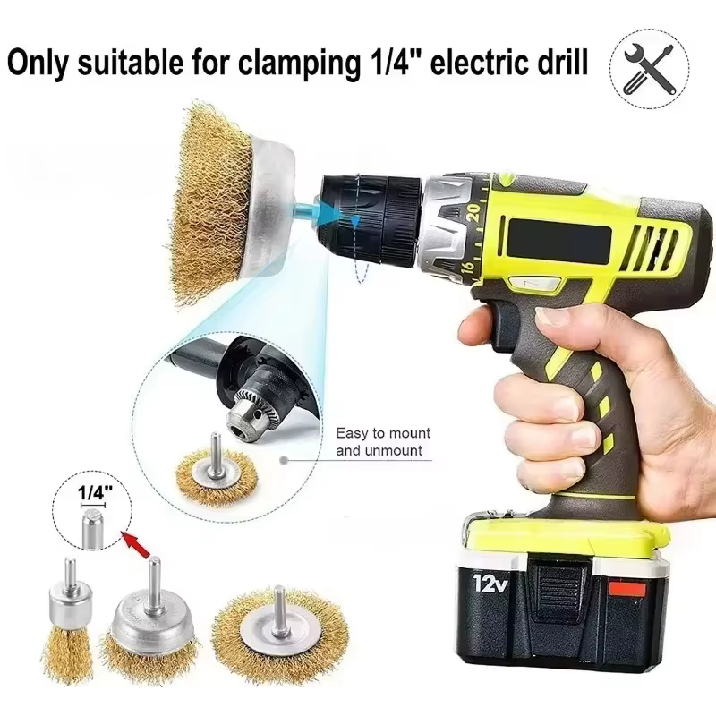 Perceuse électrique avec brosse métallique en acier