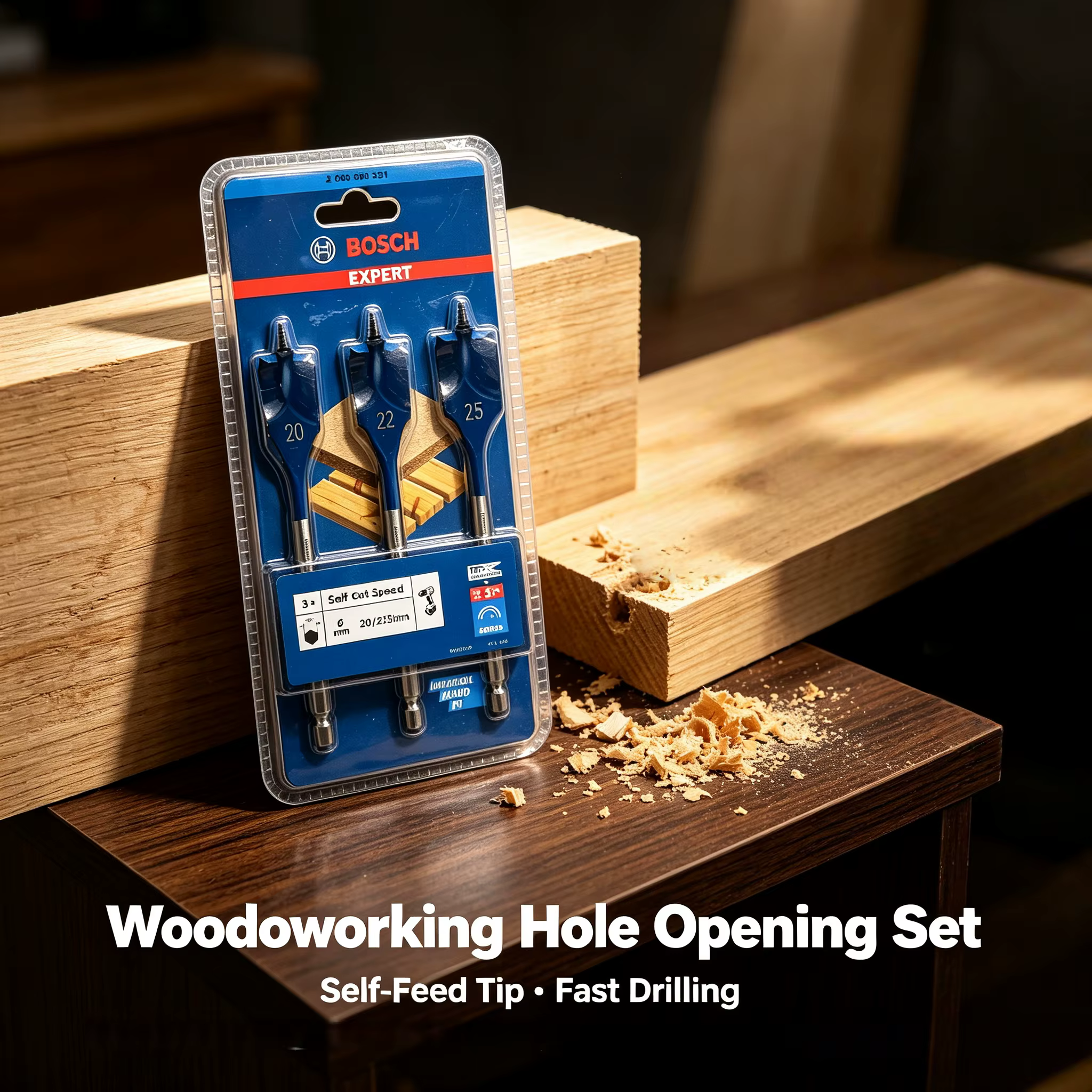 BOSCH 2608900331 EXPERT Self Cut Speed Spade Drill Bit Set 3pcs Fast Rough Drilling Softwood