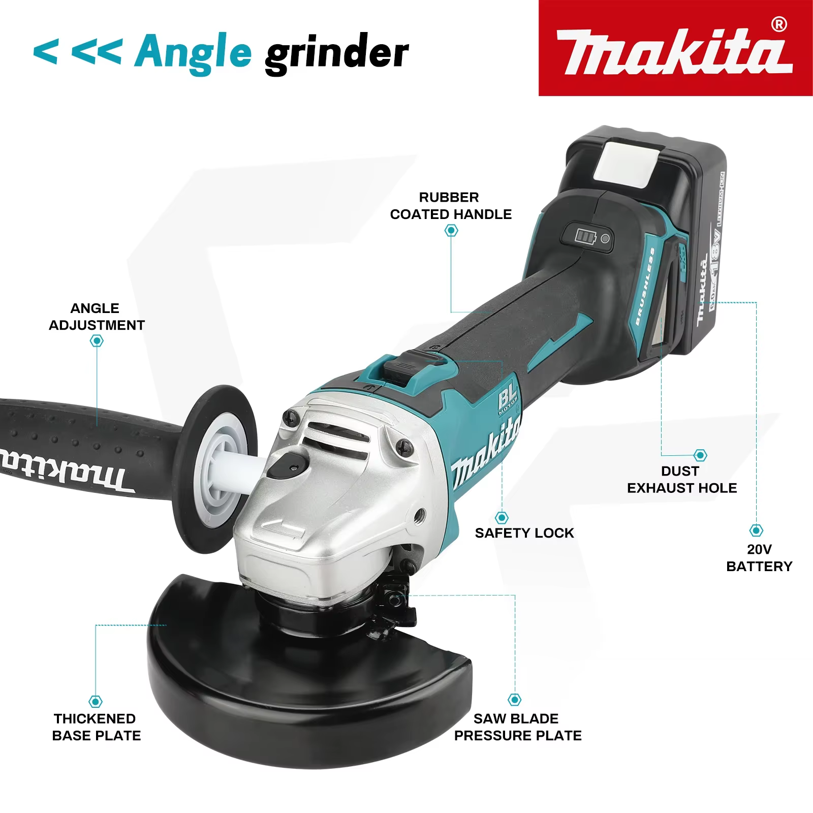 Meuleuse d'angle sans fil Makita DGA504 18V 6.0Ah 125mm au lithium