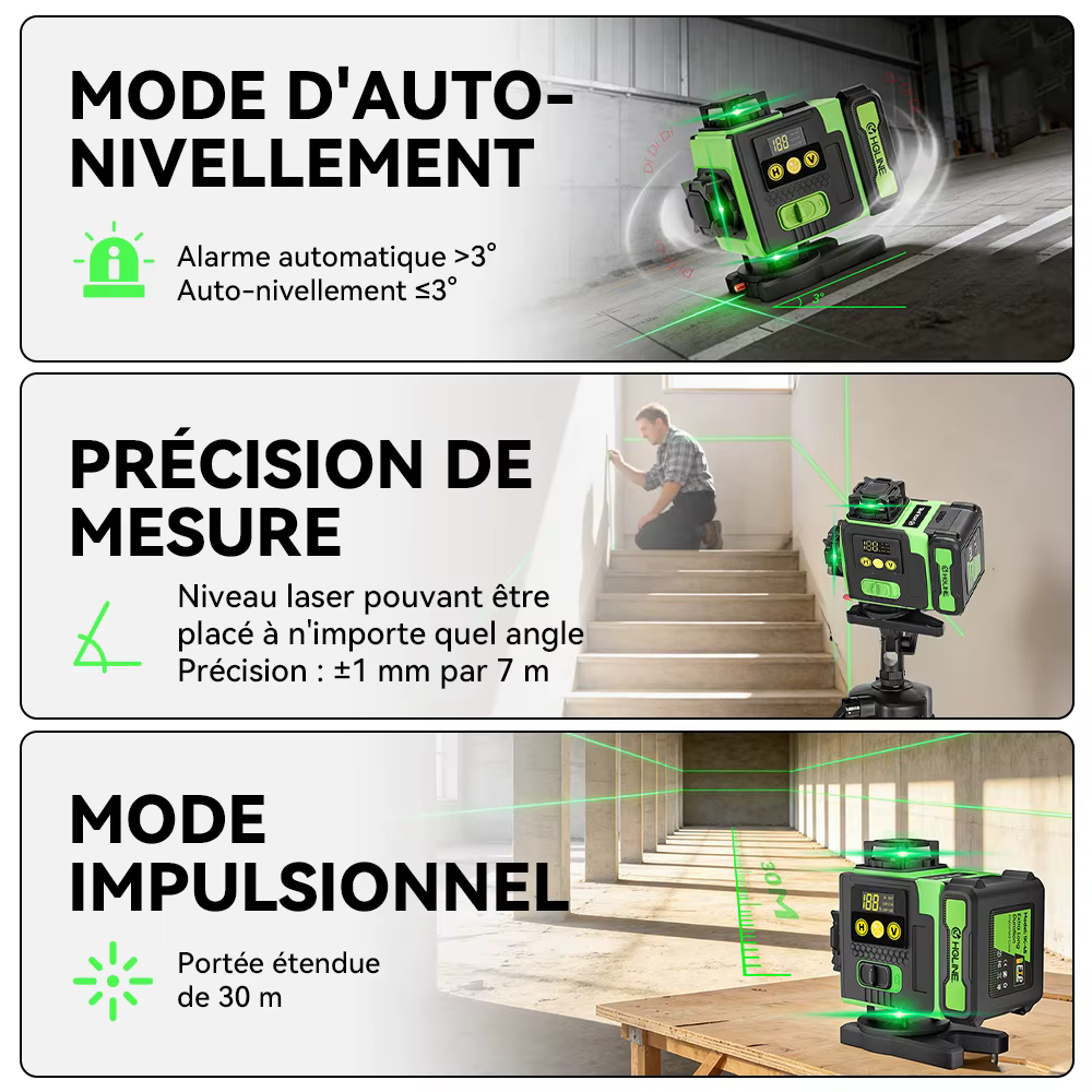 HGLINE 16 lignes niveau Laser APP télécommande niveaux horizontaux verticaux affichage de puissance de la Machine nivell