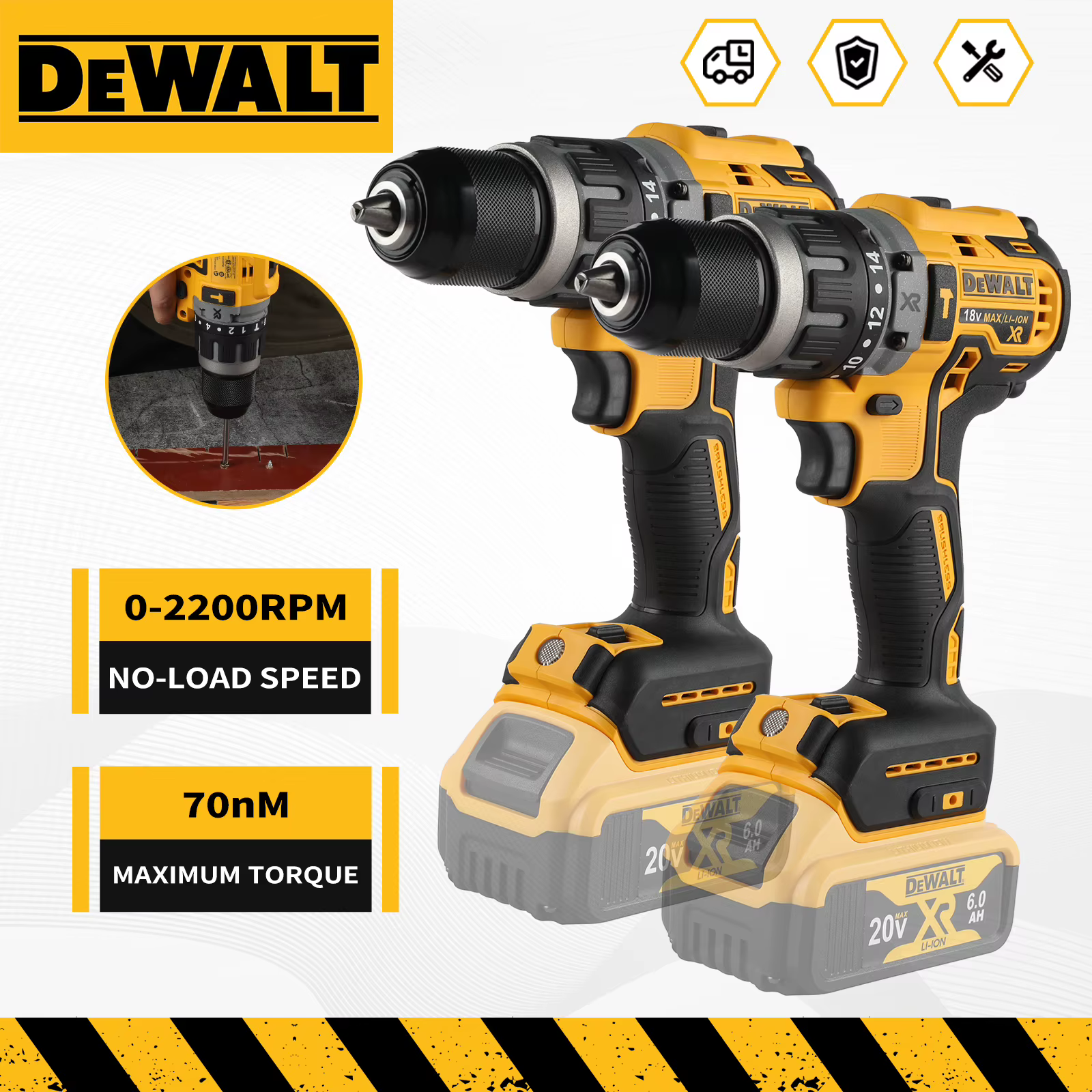 2025 Dewalt 2000 tr/min perceuse électrique sans fil pilote sans brosse vitesse réglable
