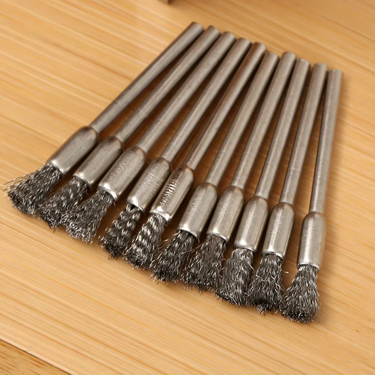 10 brosses métalliques en acier inoxydable avec manche de 3