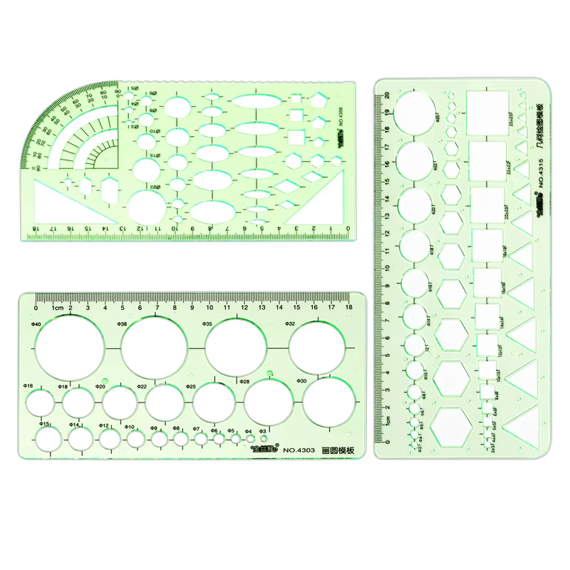 Règle de dessin technique, règle de mesure, outil de dessin et de peinture en plastique, gabarit géométrique pour étudiant, pochoir circulaire, fournitures de dessin technique