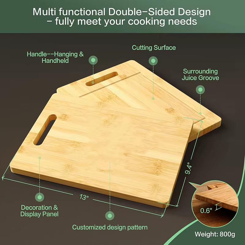 Planche à découper en bois, planche à découper de cuisine pour viande, entièrement en bambou, Table à découper des aliments, pan