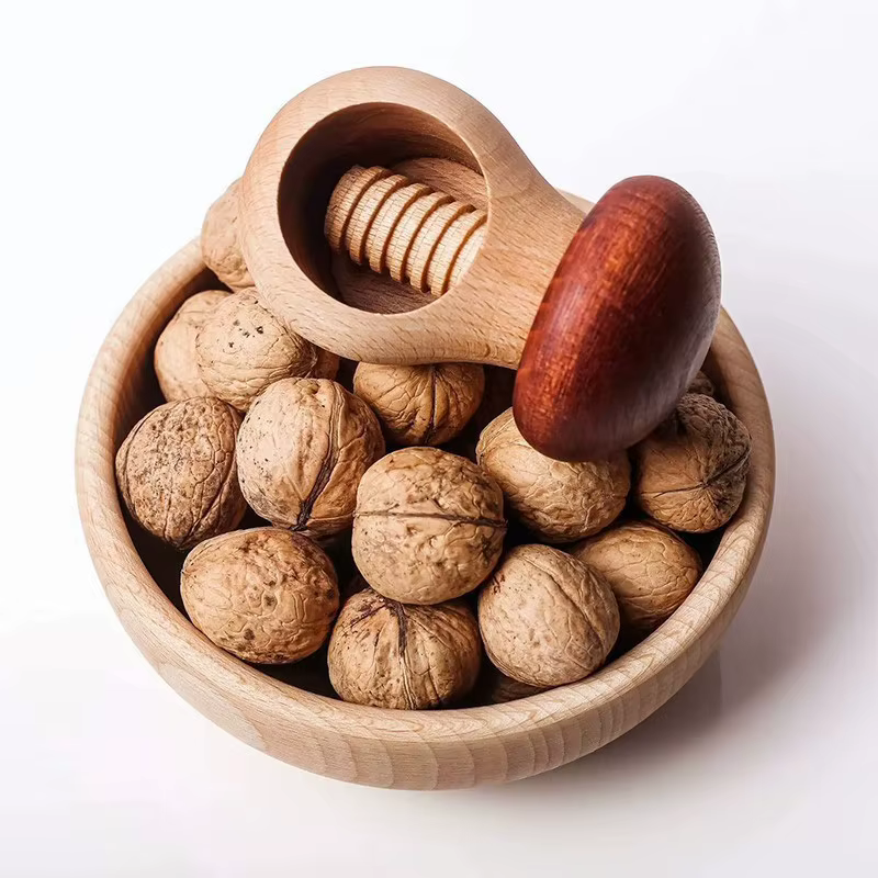 Casse-noisette créative en forme de champignon, coque en bois de noyer, Clip desserrage, écrou facile à craquer, outil d'ouverture de coque réglable