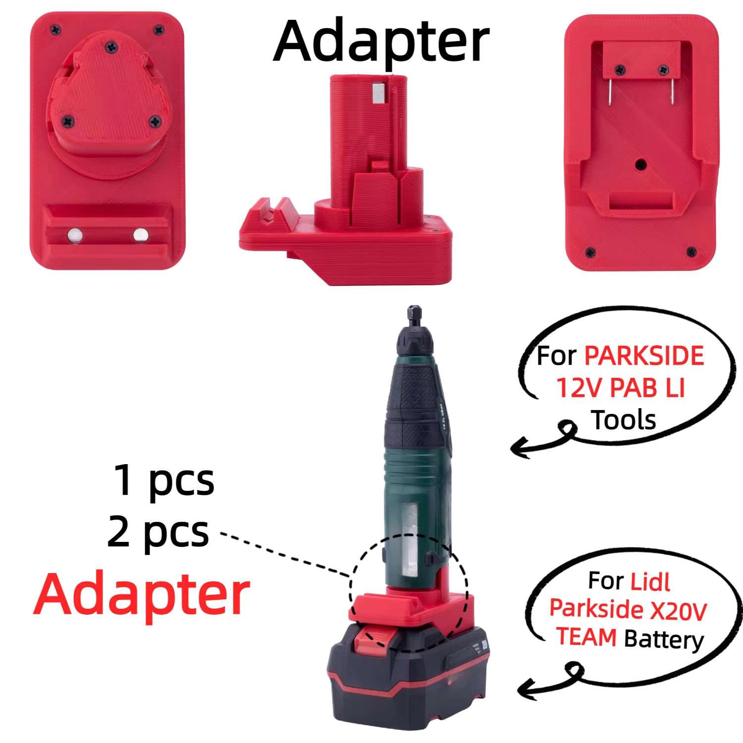 Adaptateur de batterie pour Lidl Parkside X20V TEAM Li-ion