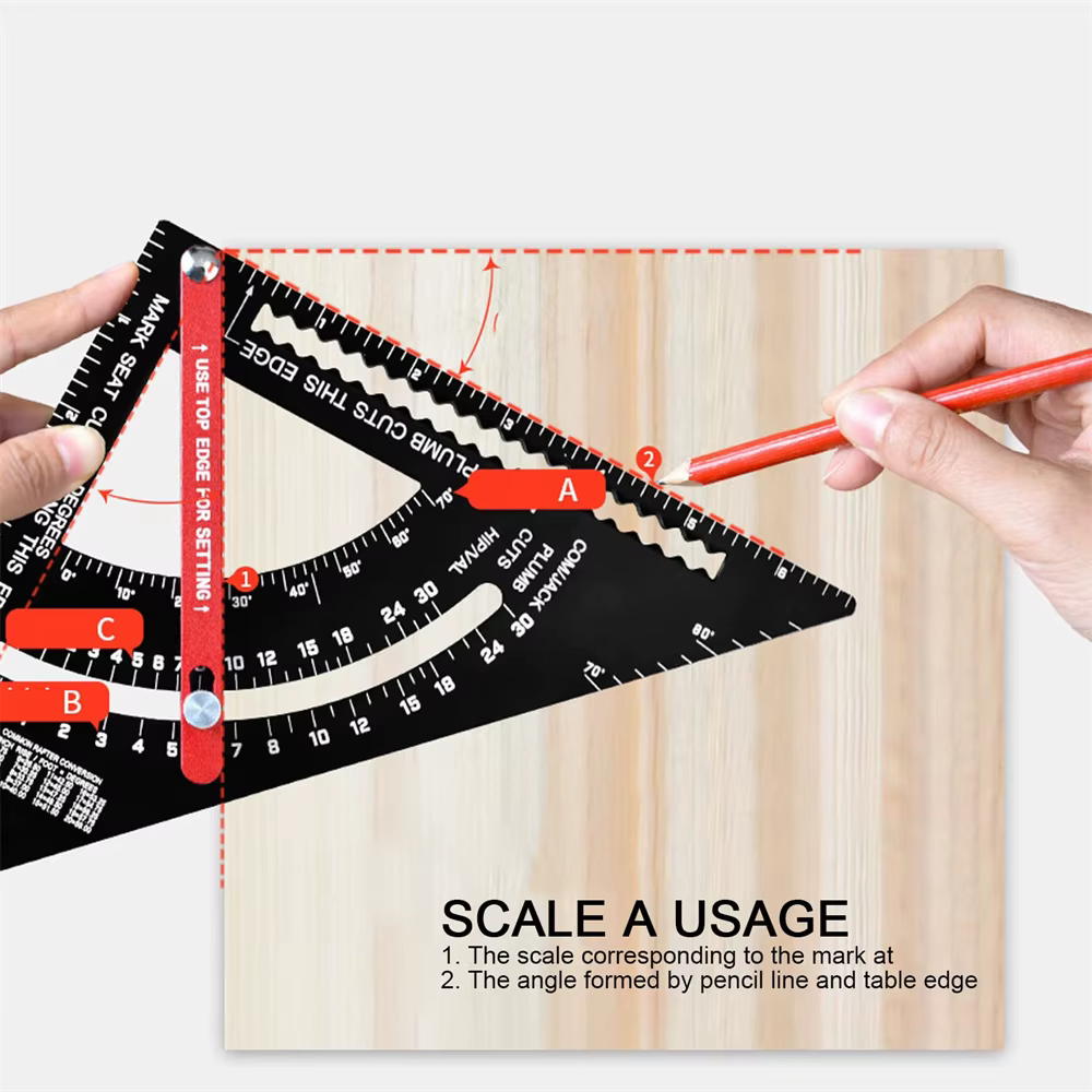 Règle triangulaire de menuiserie de 7 pouces