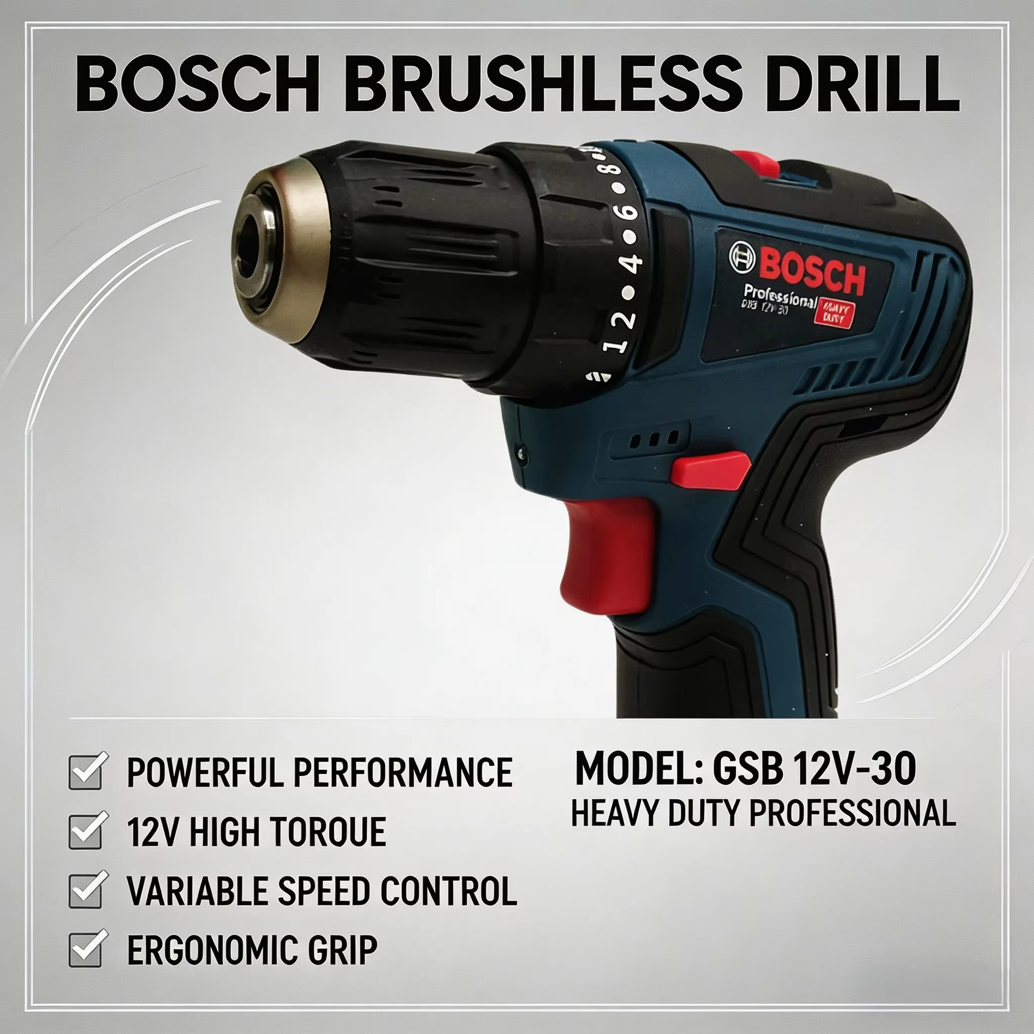 Perceuse électrique professionnelle Bosch-GSB-12-V30