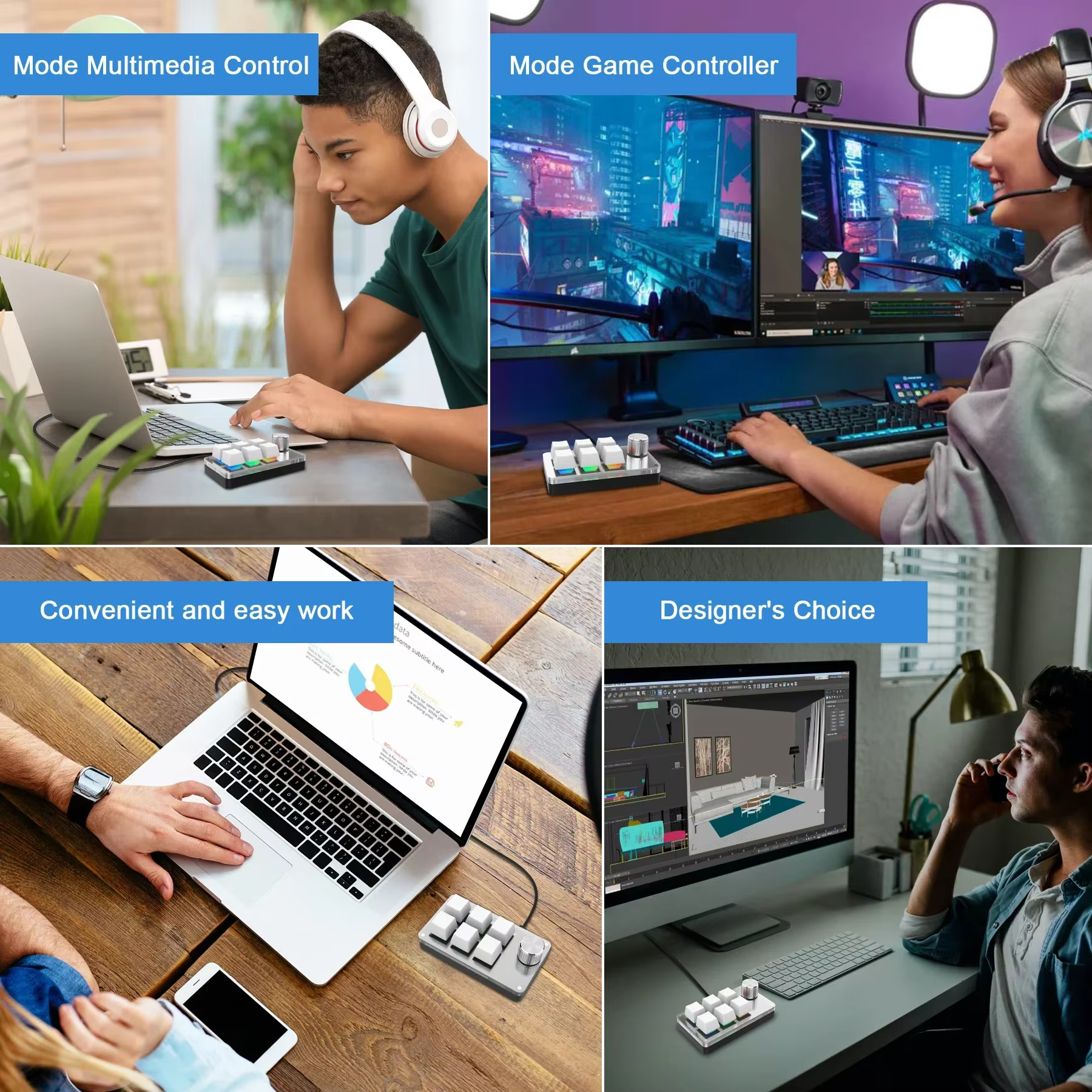 Clavier mécanique USB filaire RGB 6 touches 1 bouton rotatif, clavier de jeu programmable personnalisé, mini clavier pour Photoshop