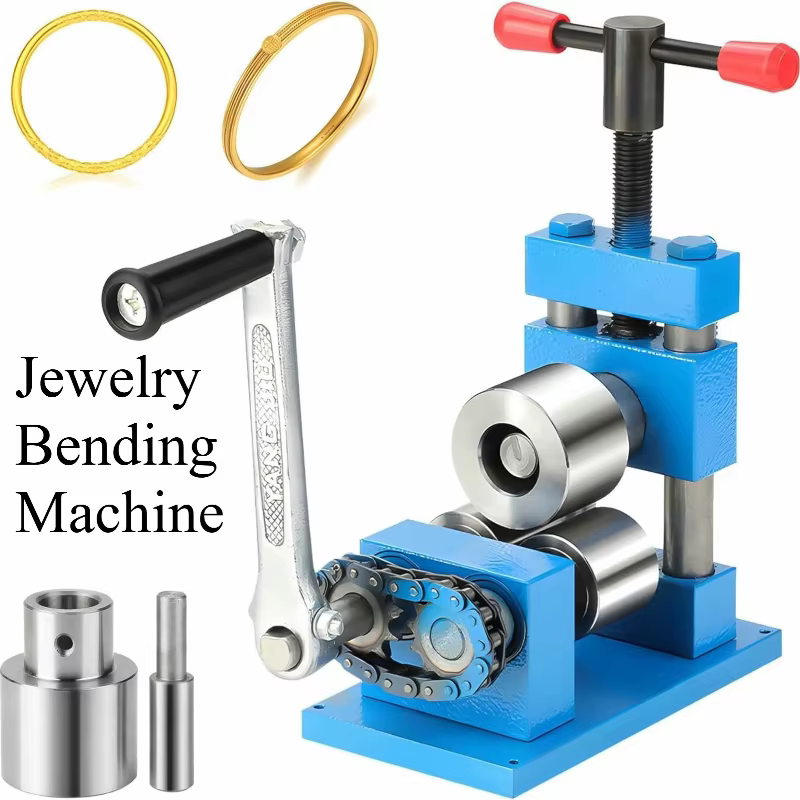 Machine à cintrer les bijoux, laminoir manuel avec rouleaux de 56mm et 18mm, outil de cintreuse d'anneaux à manivelle, traitement et réparation de bijoux