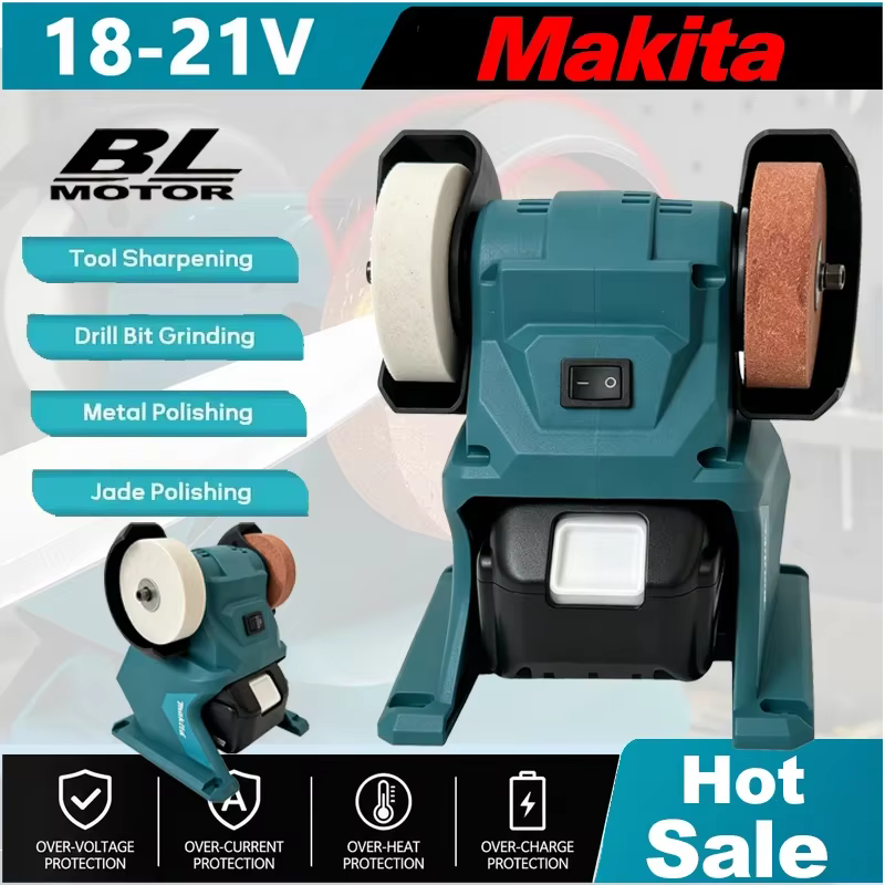 Meuleuse d'établi sans fil Makita 18V | Meules doubles pour le polissage du métal et de la pierre et l'affûtage des