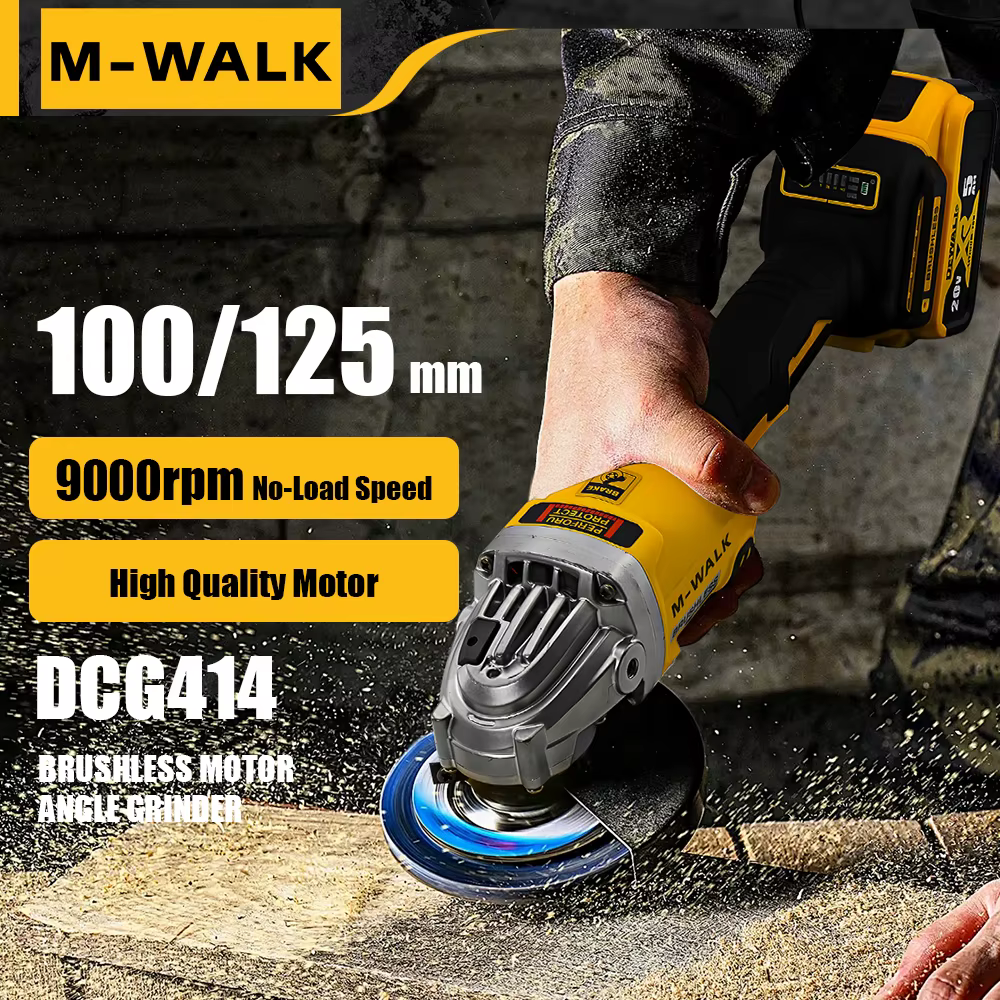 M-WALK Pour Dewalt 20V batterie broche sans brosse sans fil électrique meuleuse d'angle 100/125mm polissage rectifieuse coupe outils électriques