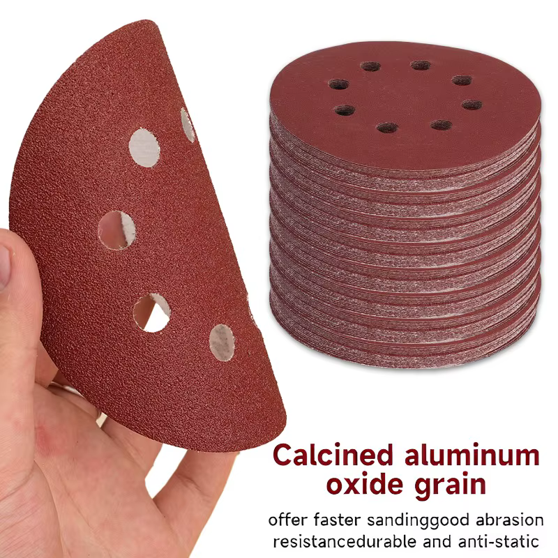 100 pièces disques abrasifs 8 trous crochet et boucle papier de verre adhésif 125mm 80 ~ 3000 grains pour ponceuse orbitale aléatoire feuilles abrasives outils