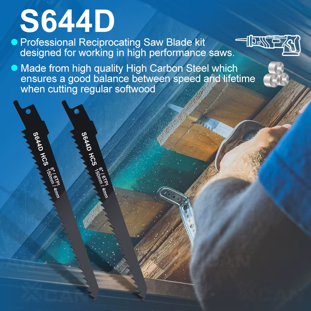 XCAN 1/2/5 pièces S644D lames de scie alternative 6 pouces 6TPI HCS sabre pour couper le bois PVC