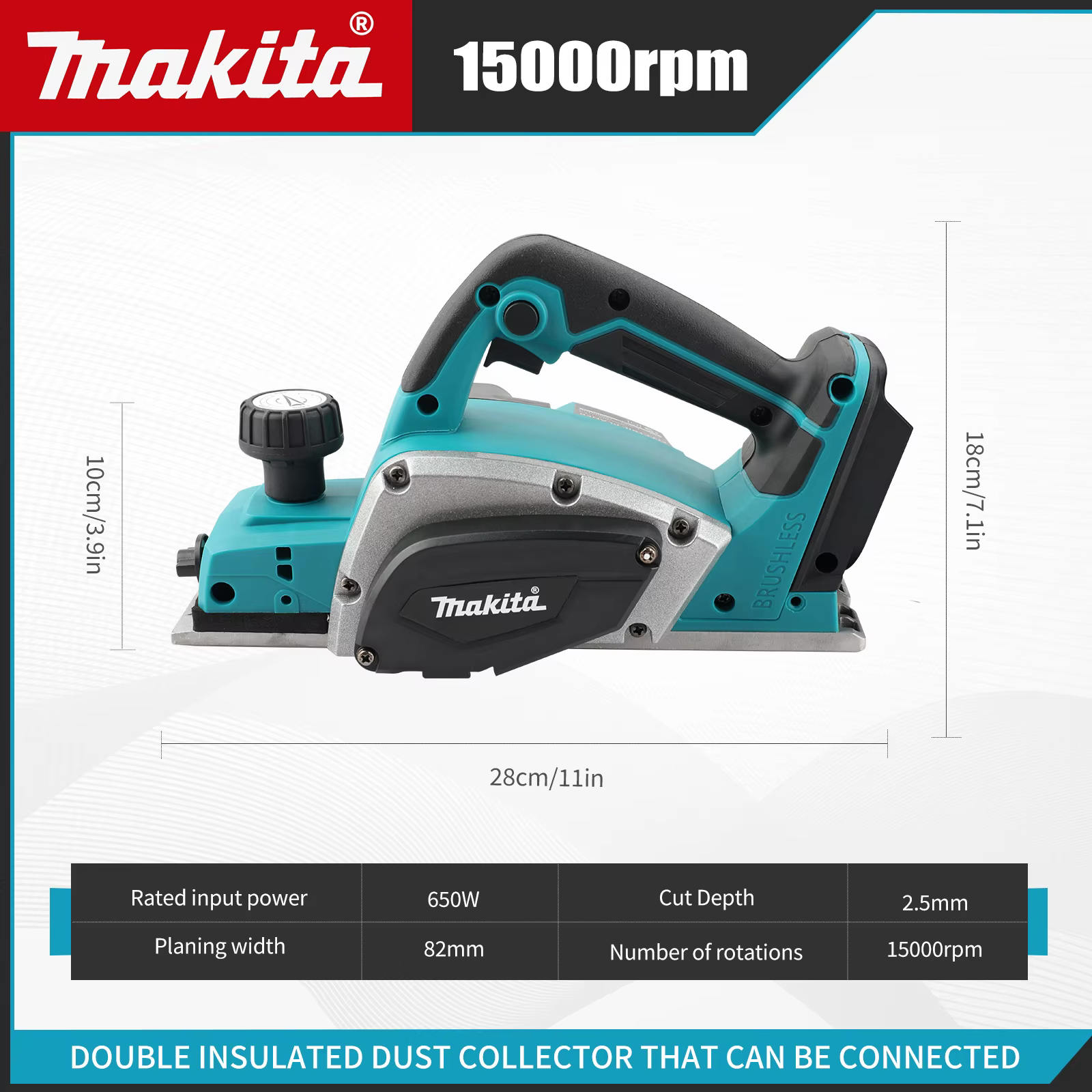 Makita – raboteuse électrique: largeur de rabotage de 82mm