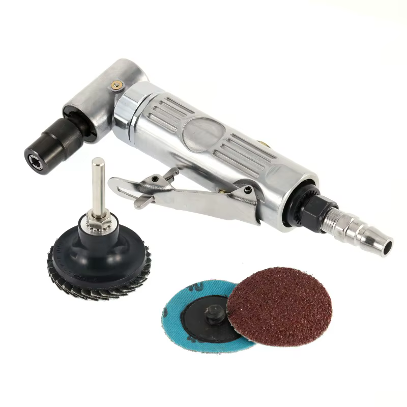 Meuleuse à Air à 90 degrés, Mini broyeur pneumatique, polisseuse, Machine à graver avec disques de ponçage, Kit d'outils