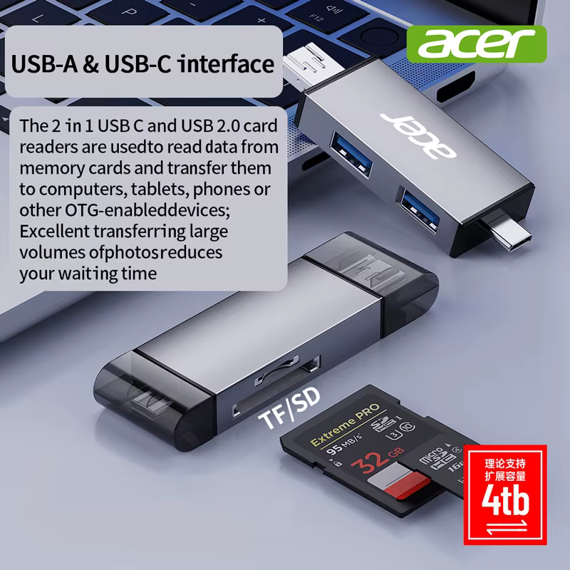 Lecteur de carte multifonction USB3.0 et USB C vers SD MicroSD TF pour PC accessoires d'ordinateur portable