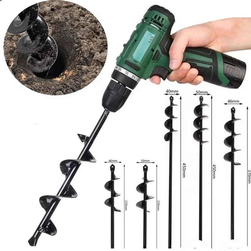 Foret à tarière de jardin, 9 tailles, outil, pelle à trous en spirale, perceuse au sol, perceuse de terre pour la plantation de graines, clôture de jardinage, jardinière de fleurs