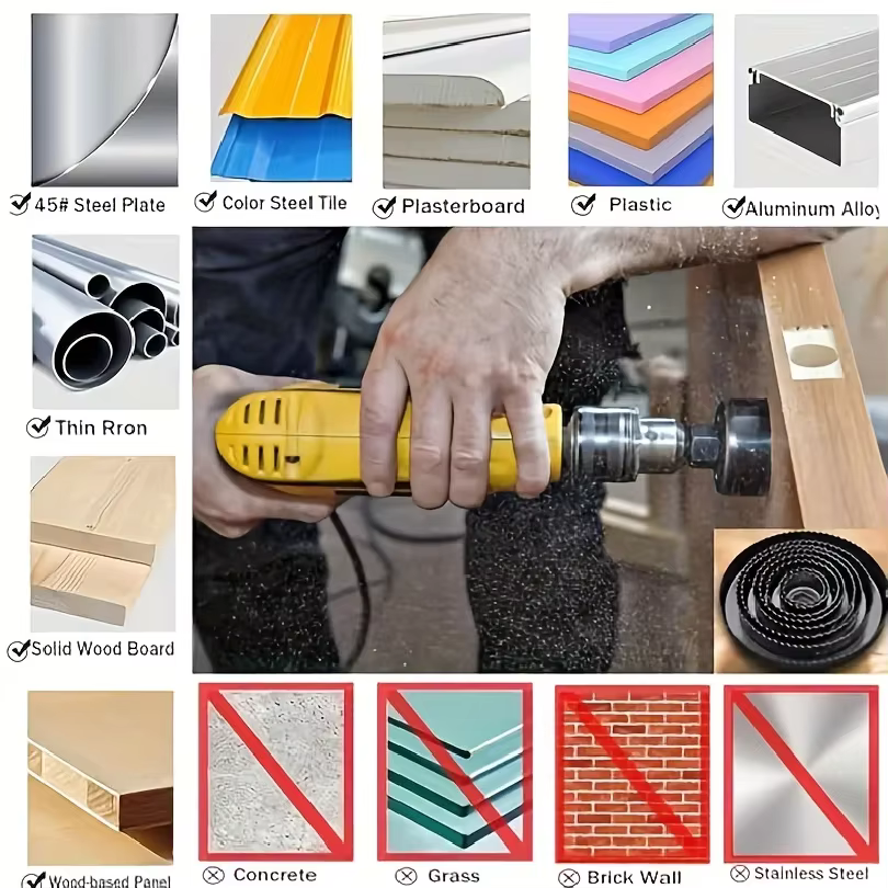 Kit de 6 scies cloches en acier au carbone durable pour perceuse électrique