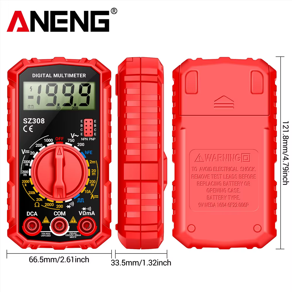 Multimètre numérique ANENG SZ308 1999 points de mesure AC/DC haute précision multifonctionnel pour tension