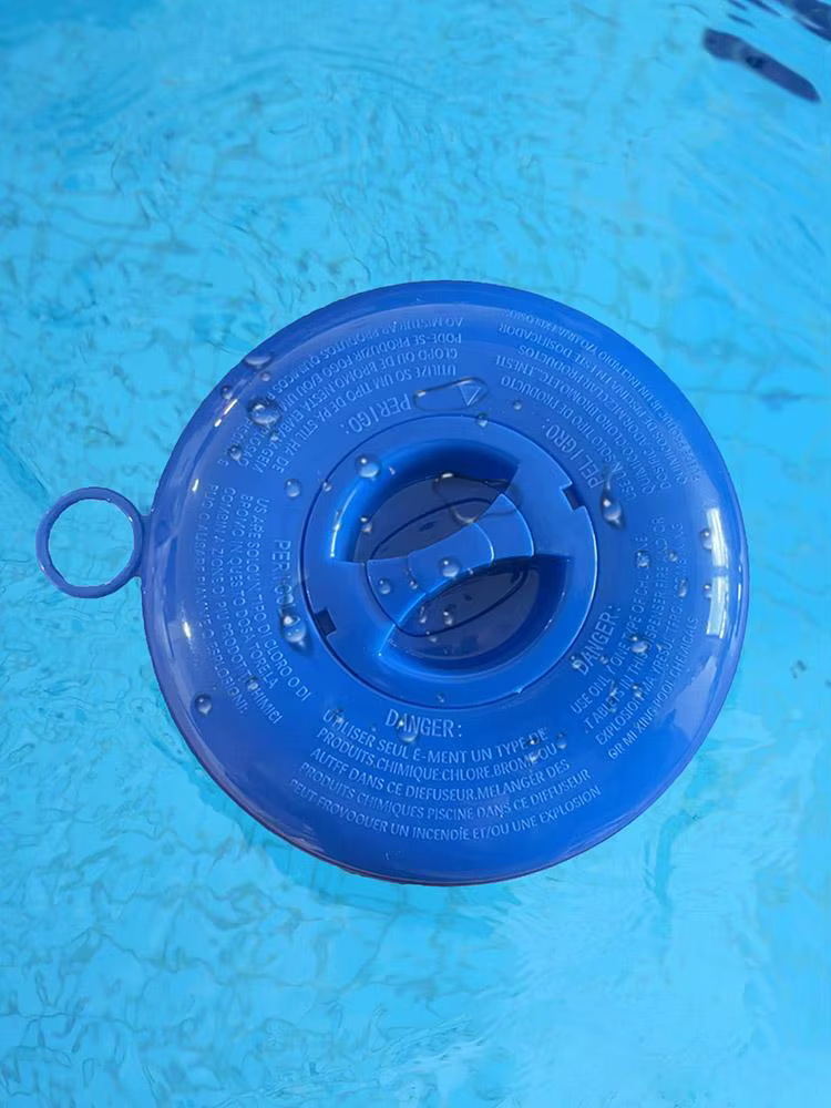 Flotteur distributeur de chlore de luxe 5 pouces pour piscine, bleu et blanc, pour tablettes de piscine