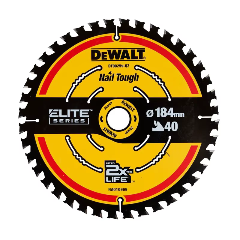 DEWALT DT90259 Lame de scie circulaire ELITE 184 mm x 20/16 mm 40 T réduit les éclatures