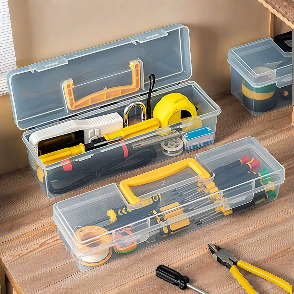 Boîte à outils portative transparente