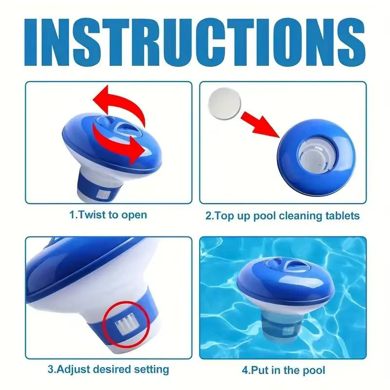 Nouveau distributeur de chlore flottant pour piscine de 5 pouces avec des aérations réglables et un couvercle anti-fuite pour piscines intérieures et extérieures, spas et bains à remous.
