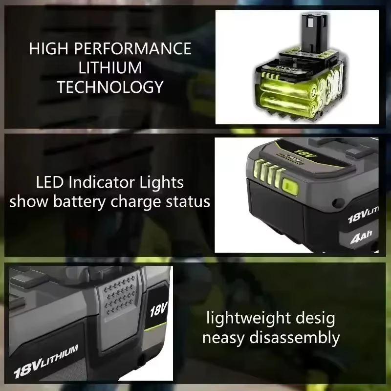 Nouvelle batterie au lithium puissante RYOBI 18V 6.0Ah 8.0Ah P104 P105 P107 P108 P109 à faible autodécharge, compatible avec tous les outils 18V