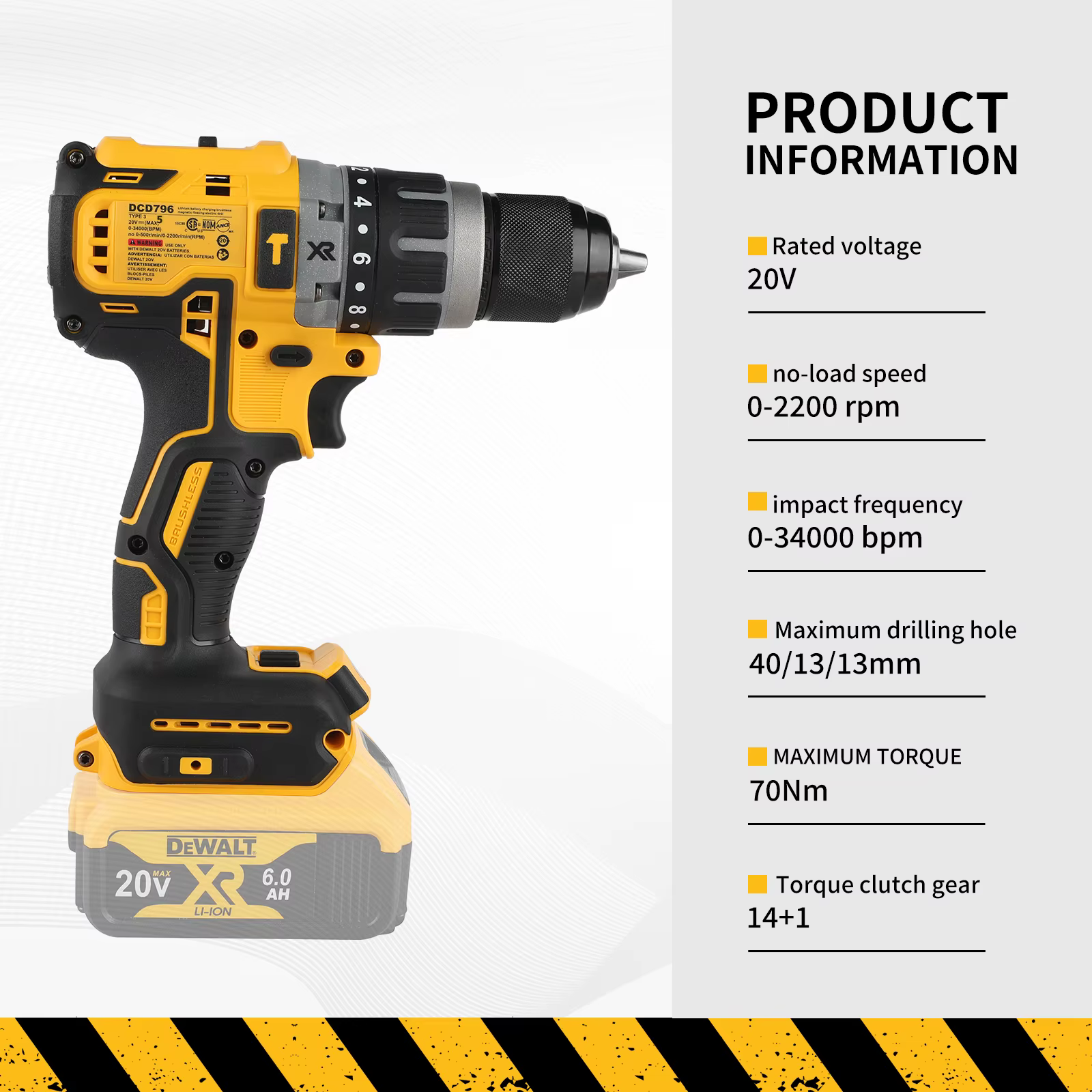Dewalt 2000 tr/min perceuse électrique sans fil pilote sans brosse vitesse réglable
