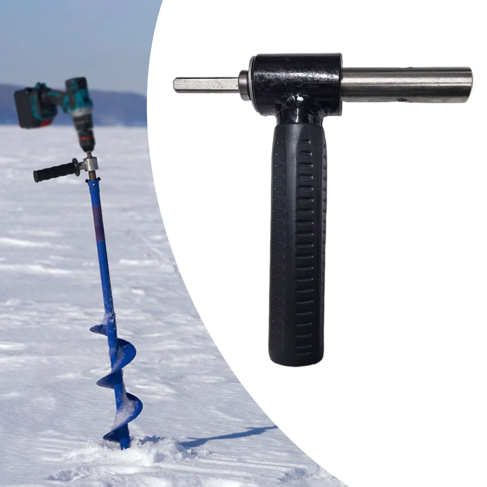 Adaptateur de perceuse à tarière à glace avec poignée