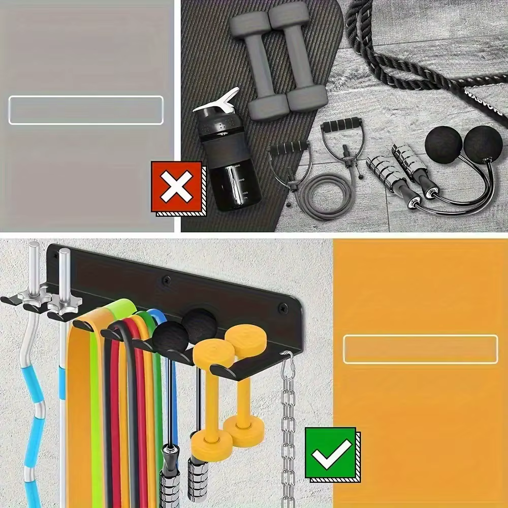 [Organisateur d'équipements de fitness] Organisateur multifonctionnel mural en fer noir pour équipements de fitness - Cadeau idéal pour la salle de sport à domicile