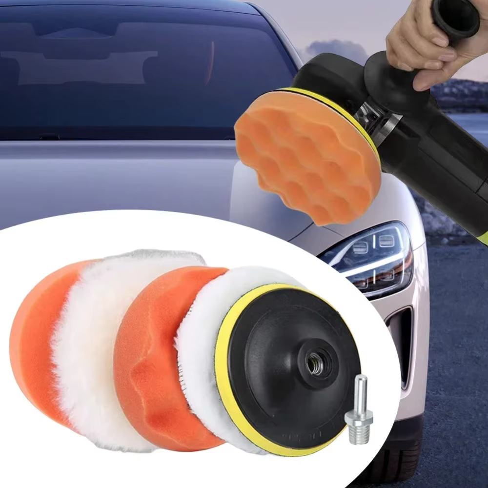 Kit de tampons de polissage pour voiture 3/4/5 pouces – Disques en laine et mousse pour perceuse