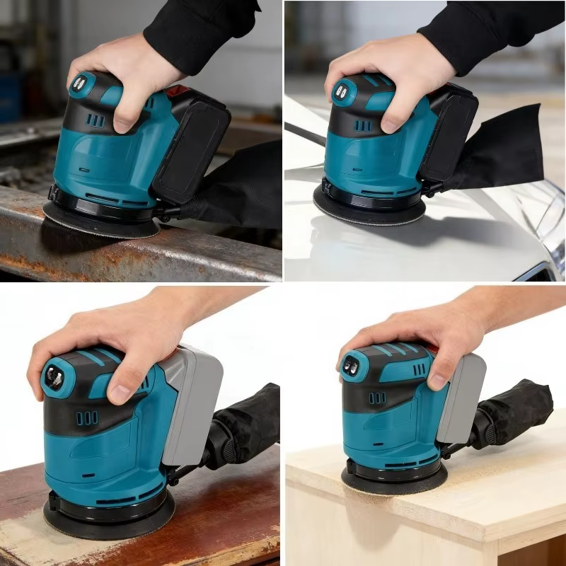 Ponceuse orbitale aléatoire sans fil portable compatible avec les batteries Makita/Milwaukee 18V