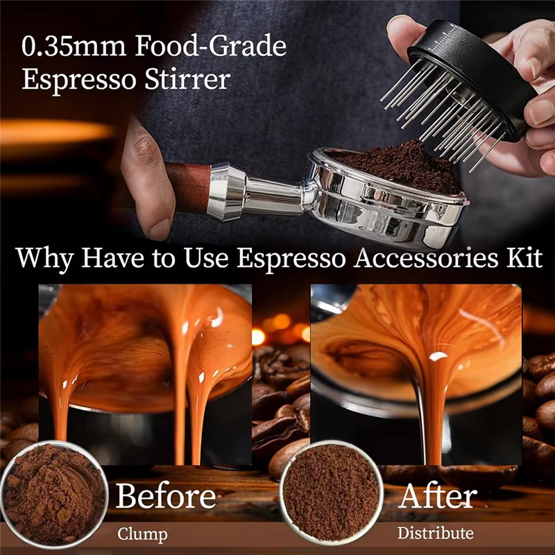 Doseur de distributeur de café d'outils à expresso de 53MM 3 fonctions en acier inoxydable pour les essentiels de la maison