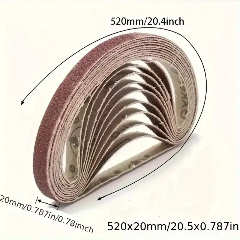 520x20mm 10 pièces 60/100/240/320/800 # Petite ponceuse à bande mini pour le meulage de l'acier inoxydable