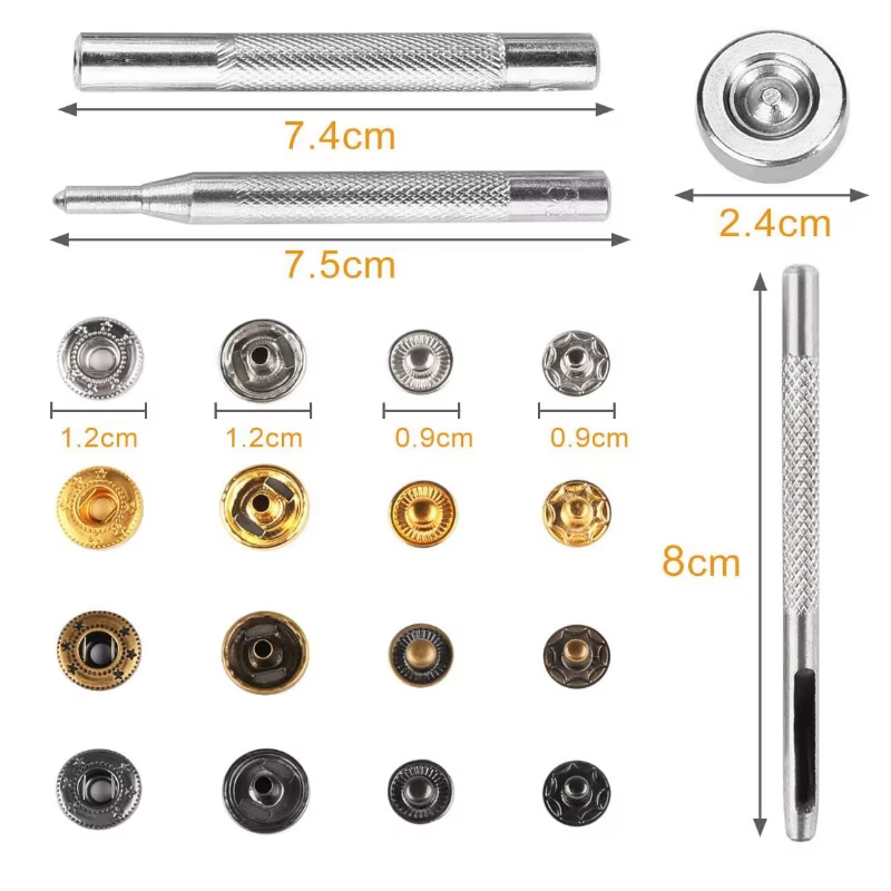 Kit de fixations à pression 12.5mm boutons à pression en métal pour vêtements sac artisanal chaussures col ceinture jean ajustement parfait bouton de réglage bricolage tailleur