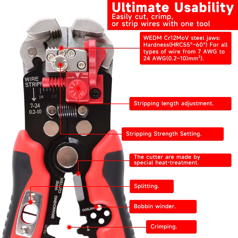 Outils de dénudage de fil pince multi-outils YES-1R automatique 5 en 1 coupe-dénudage sertissage câble fil électricien
