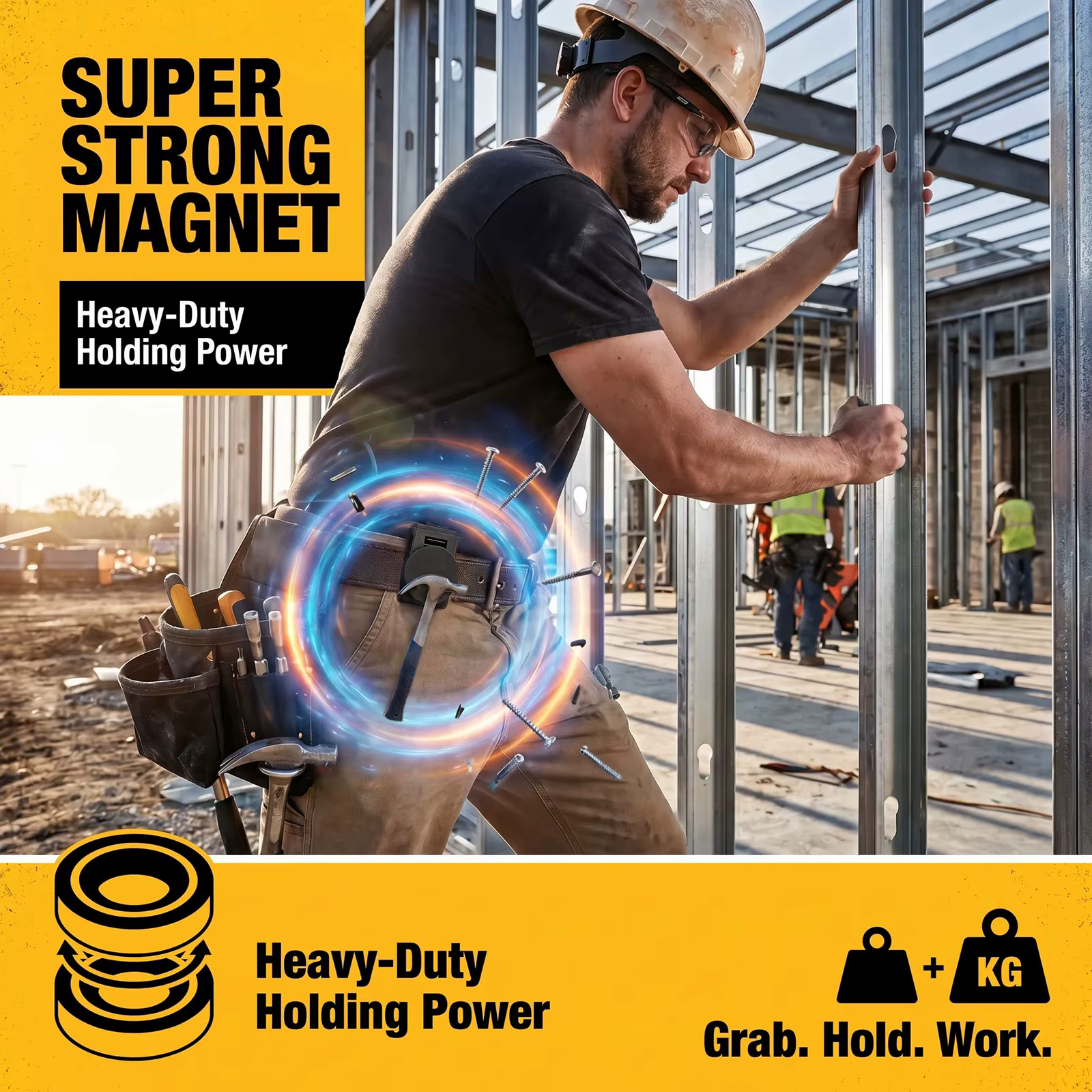 Clip magnétique robuste pour ceinture porte-outils