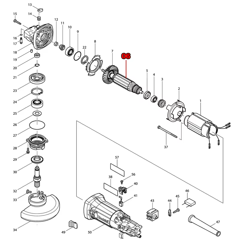 Remplacement du Rotor d'armature 220v pour Makita GA4530 GA4030 GA4034 GA4534 GA 4530 4030 4034