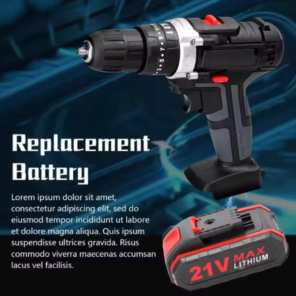 Batterie au lithium rechargeable 21 V 7500 mAh adaptée aux perceuses électriques