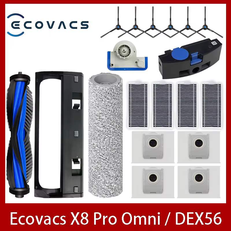 Ecovacs X8 Pro Omni / DEX 56 Robot aspirateur pièces de rechange brosses latérales principales tissus de vadrouille filtres HEPA sacs à poussière accessoires
