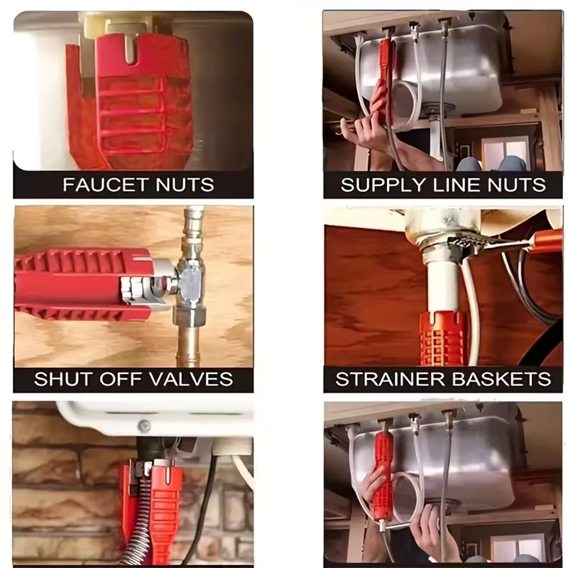 Outil multifonctionnel 8-en-1 pour l'installation et l'entretien des éviers