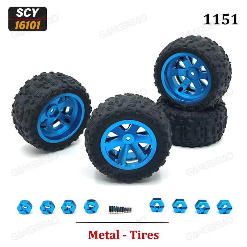 16101 PRO 16102 PRO SG116 MAX PRO Pièces de châssis en métal bleu améliorées : bras oscillant, amortisseur, boîte de vitesses, arbre de transmission, roulement de roue
