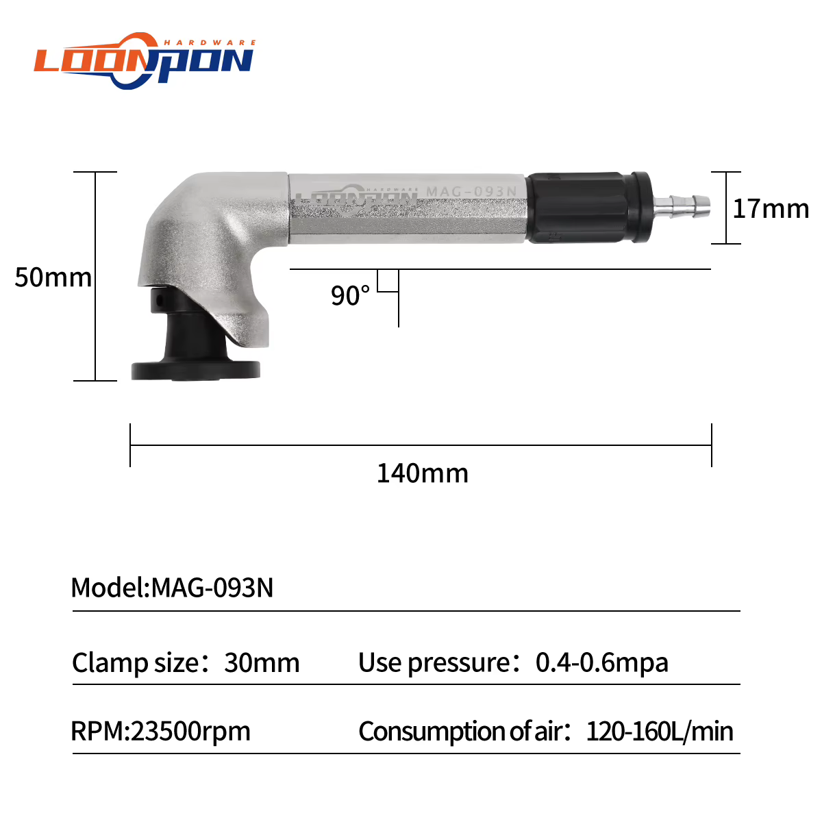 Kit de Mini broyeur à Air, stylo de meulage, ensemble d'outils de polissage pneumatique de haute précision à 90 degrés MAG-093N tr/min, 23500