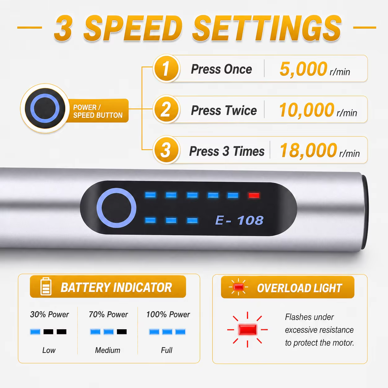 Stylo de gravure miniature rechargeable USB TOOLTOS 18000 tr/min