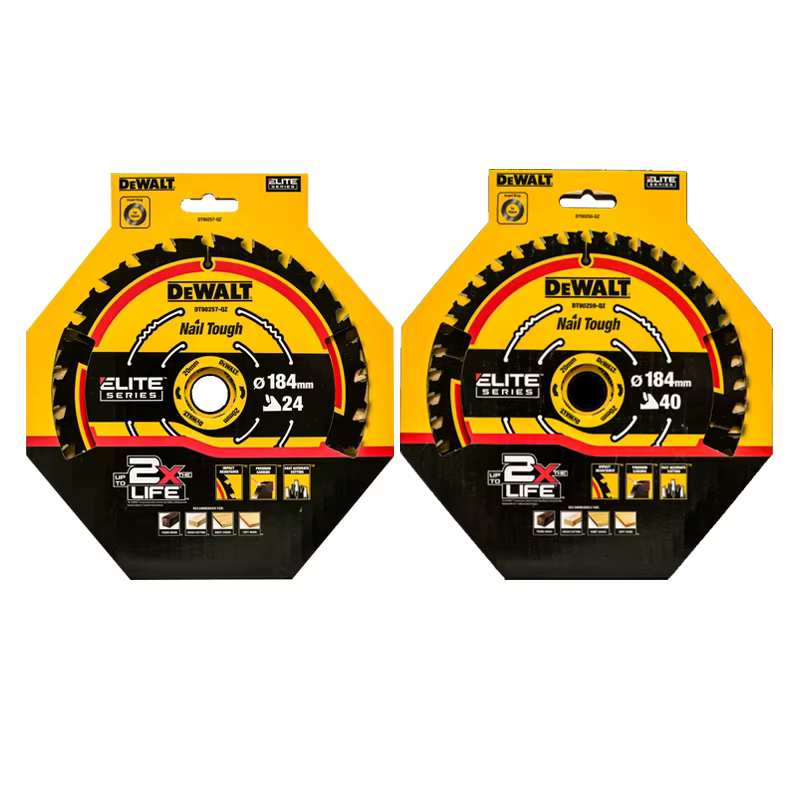Lame de scie circulaire DEWALT DT90257 DT90259 184 mm 24T Extreme 2X Life, lame de scie à pointe en carbure pour la coupe du bois