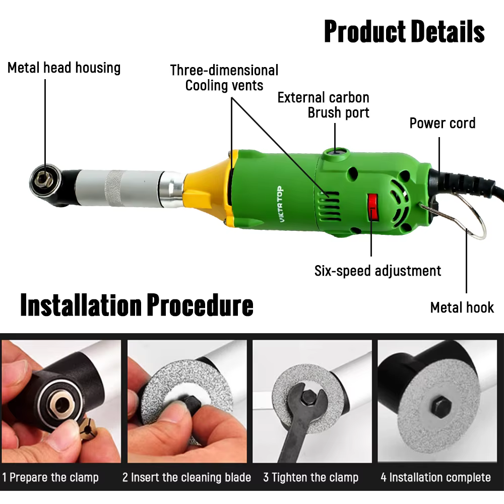 90 ° Kit d'outils de nettoyage de joints de carrelage