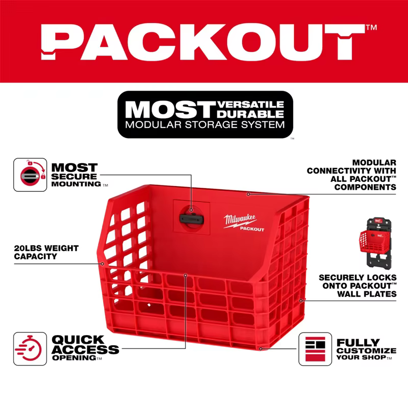 Milwaukee 48-22-8342 PACKOUT Bac de rangement robuste ouvert pour outils